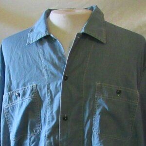 J. Peterman Blue Button Down Size XXL 100% Cotton Dual-Pocket EUC